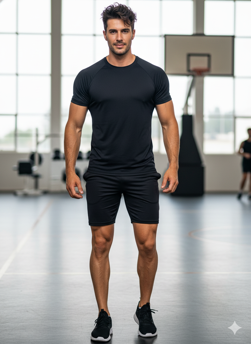 CAMISETA DEPORTIVA HOMBRE NEGRA LY MELÓN - REF 23