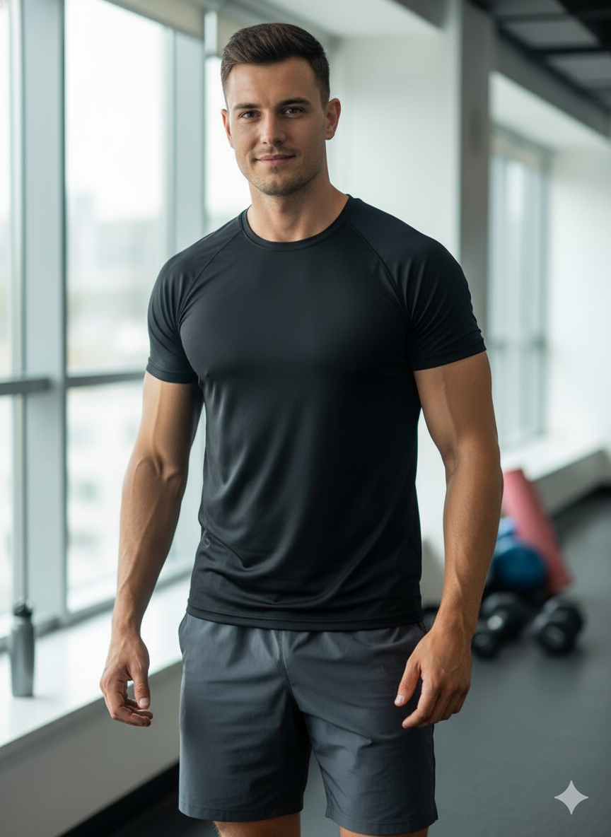 CAMISETA DEPORTIVA HOMBRE NEGRA LY MELÓN - REF 23