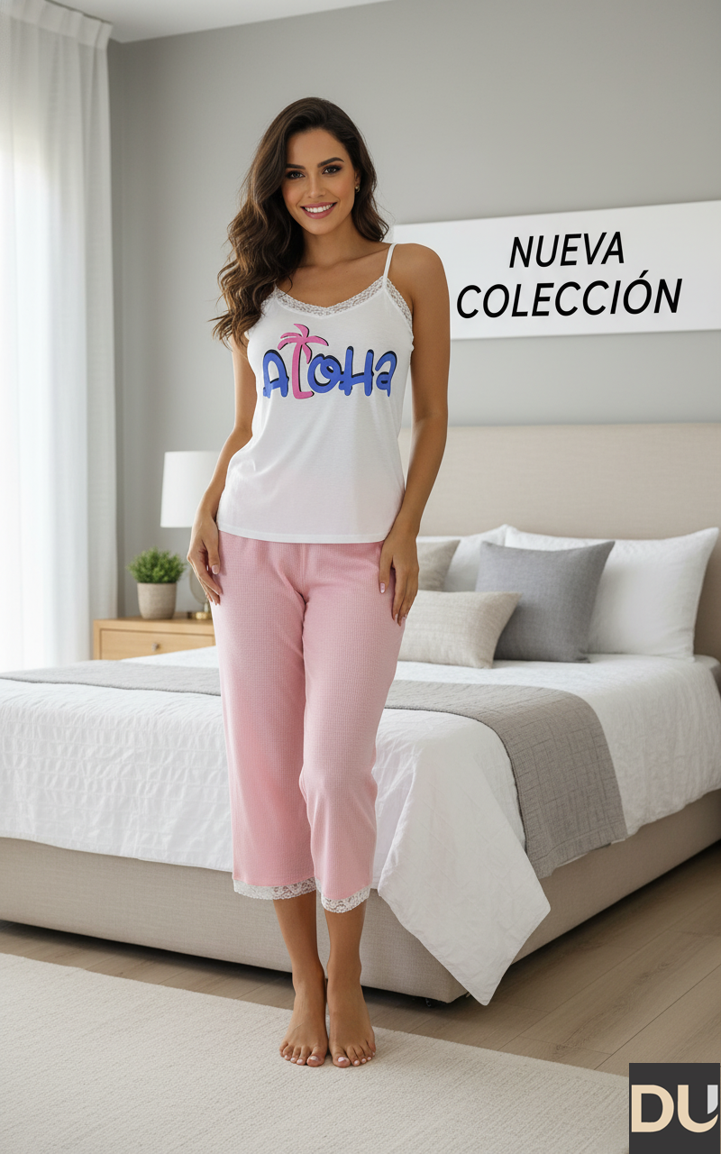 PIJAMA TIRAS Y CAPRI DAMA - REF 111