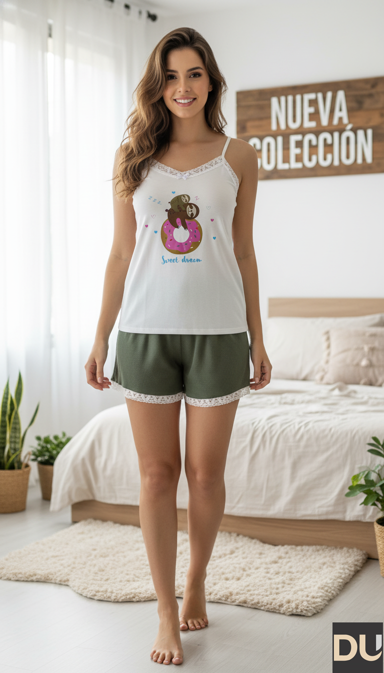 PIJAMA TIRAS Y SHORT DAMA - REF 110